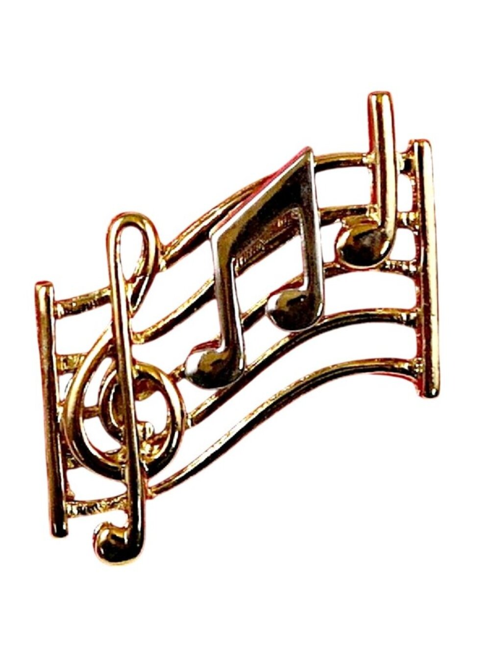 Vintage 1983 Avon Musical Notes Pin Favorite Pastimes Gold & Silver Tone with Bo